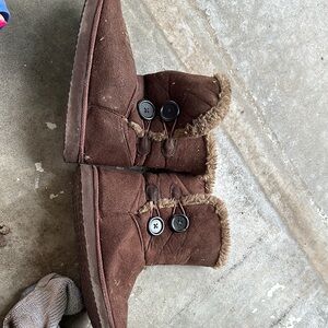 Brown Suede Fur-Lined Boots